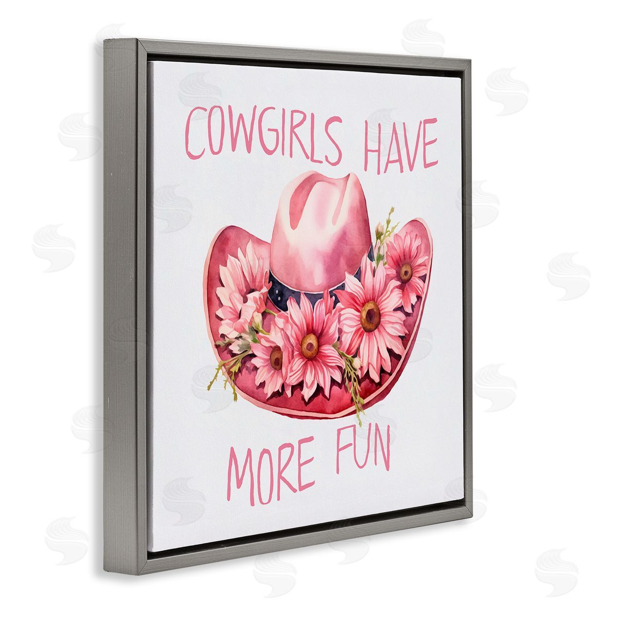 Andrea Haase Cowgirls Have More Fun Gray Floating Frame Canvas Wall Art Print