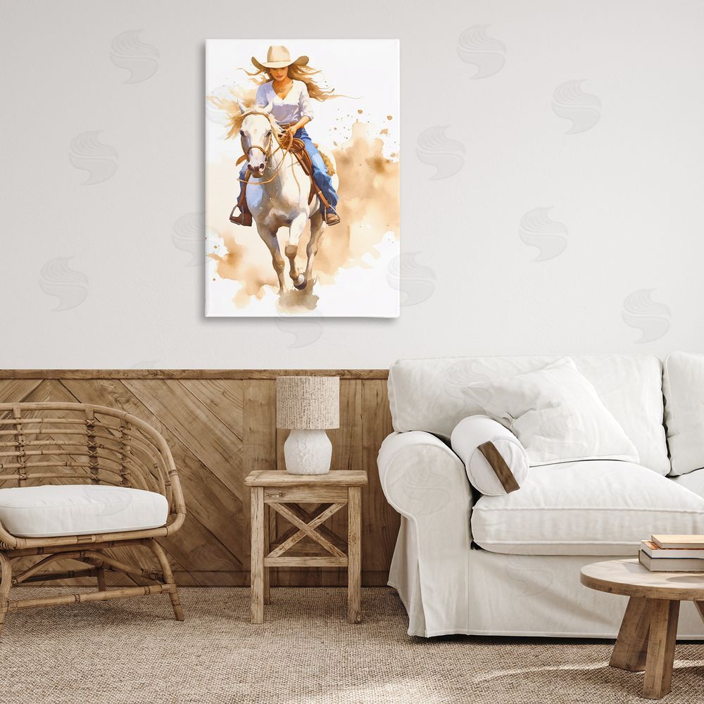 Andrea Haase Cowgirl Jockey Charm Canvas Wall Art Print in Room