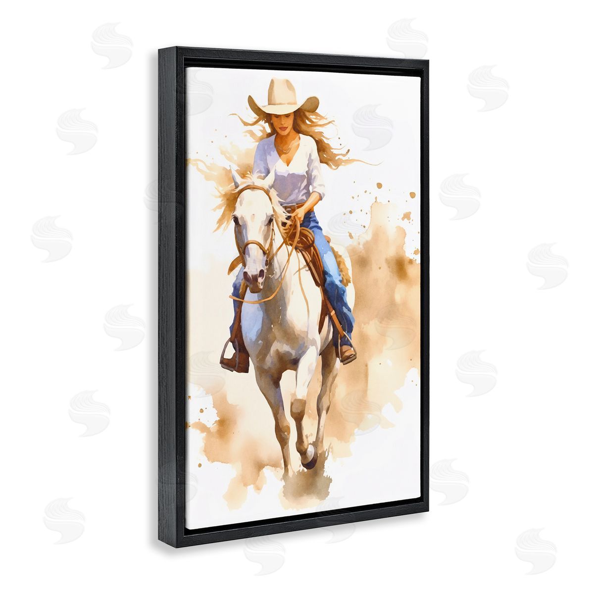 Andrea Haase Cowgirl Jockey Charm Black Floating Frame Canvas Wall Art Print