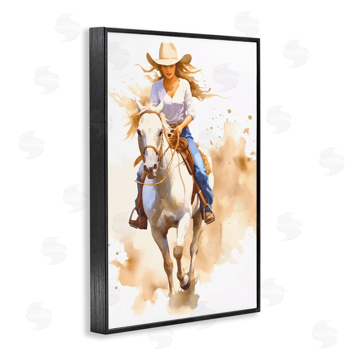 Andrea Haase Cowgirl Jockey Charm Black Framed Giclee Wall Art Print