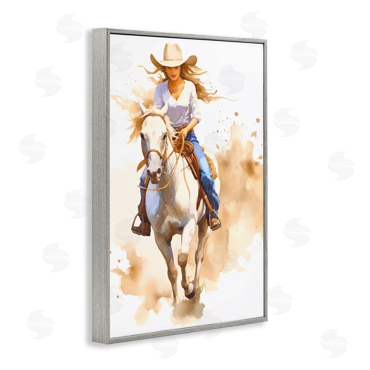 Andrea Haase Cowgirl Jockey Charm Gray Framed Giclee Wall Art Print
