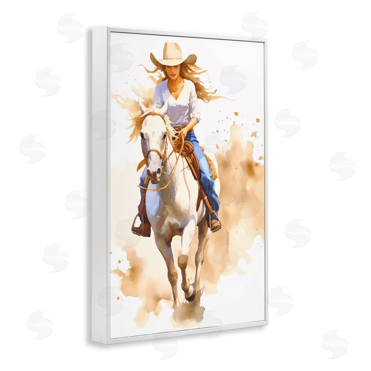 Andrea Haase Cowgirl Jockey Charm White Framed Giclee Wall Art Print