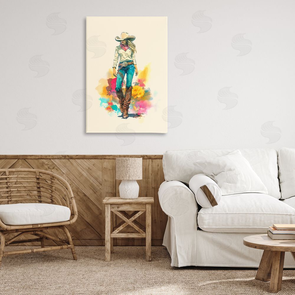 Andrea Haase Prairie Princess Cowgirl Canvas Wall Art Print in Room