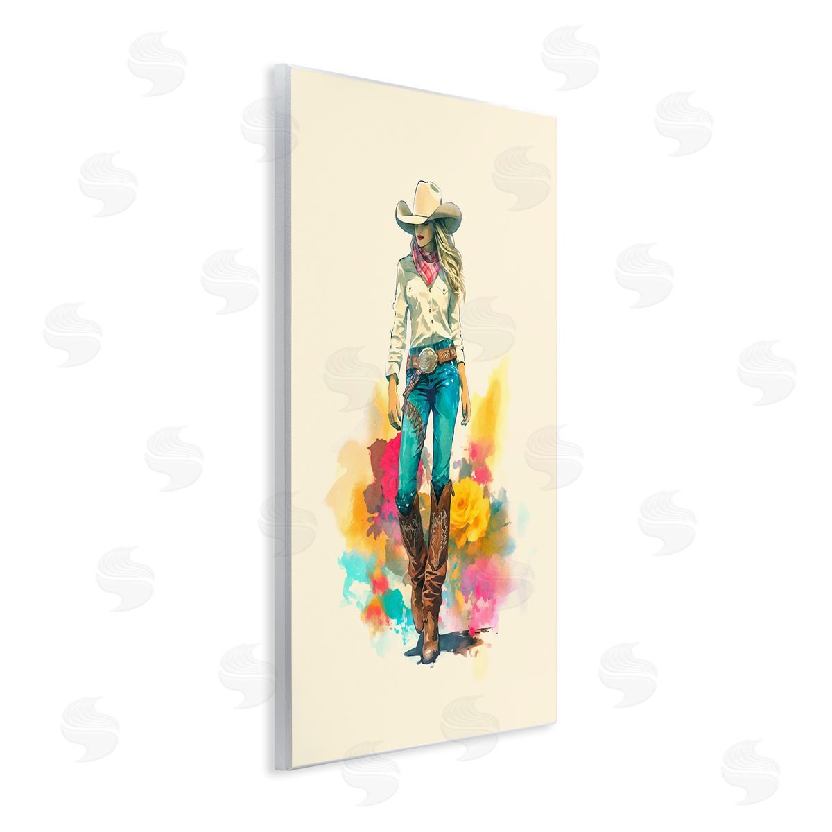 Andrea Haase Prairie Princess Cowgirl Wooden Wall Plaque Art Print