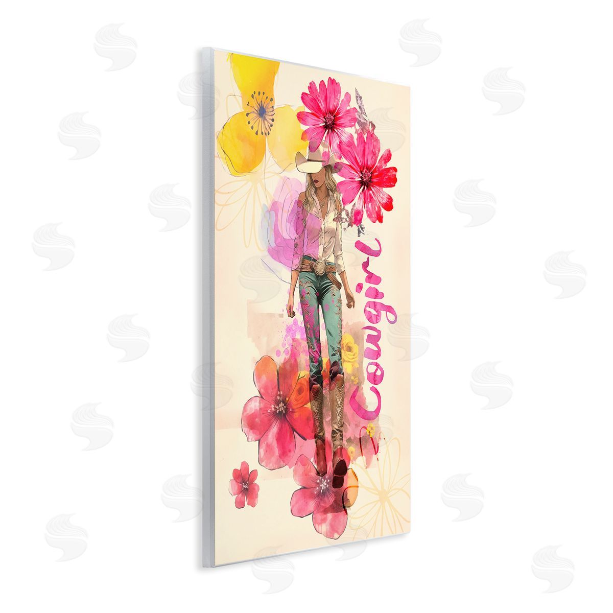 Fancy Floral Cowgirl Wood Plaque Wall Art, Home Decor by Andrea Haase