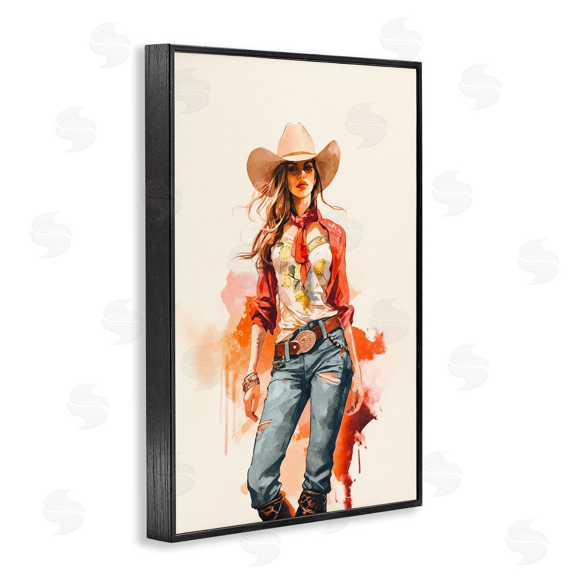 Andrea Haase Wild West Cowgirl Charm Black Framed Giclee Wall Art Print