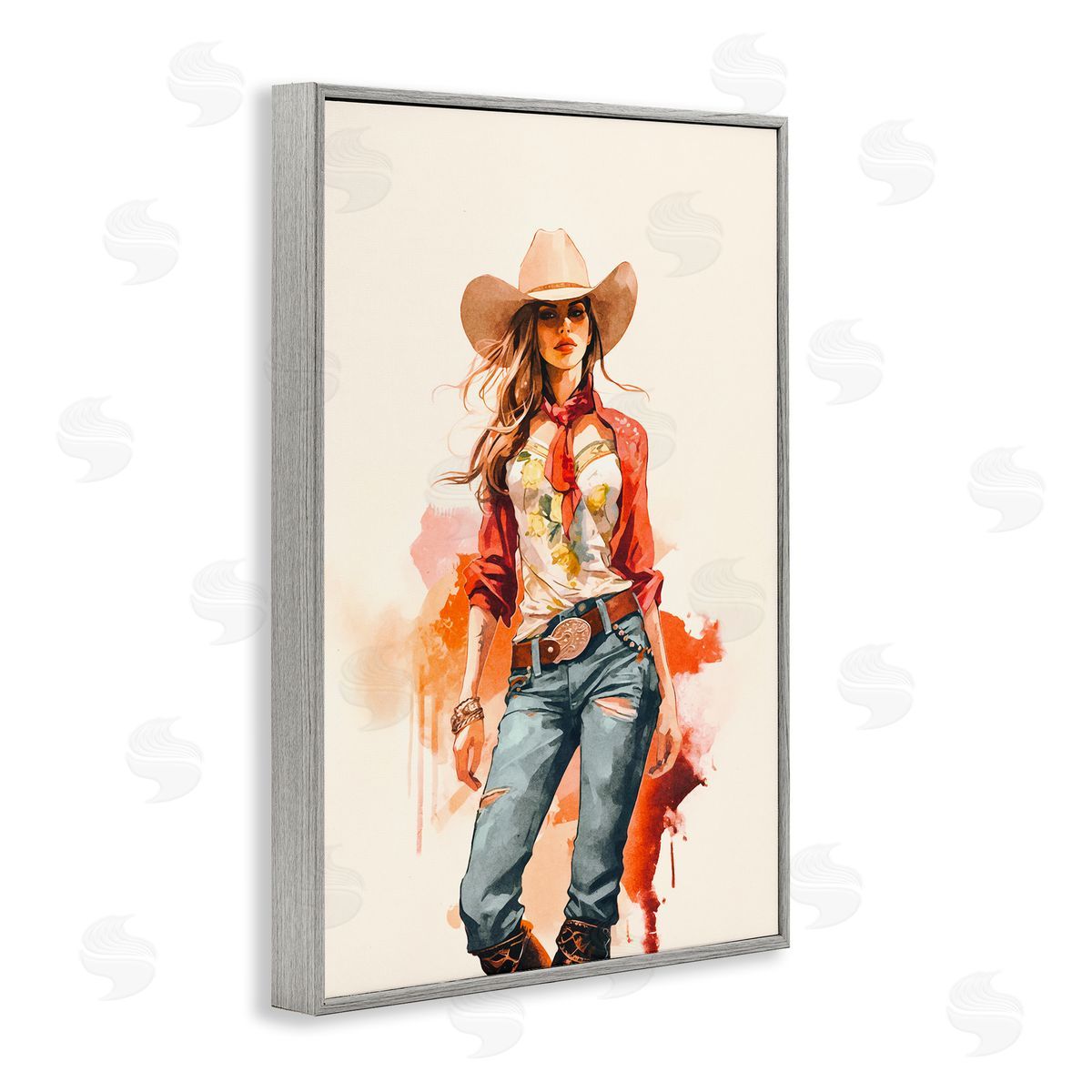 Andrea Haase Wild West Cowgirl Charm Gray Framed Giclee Wall Art Print