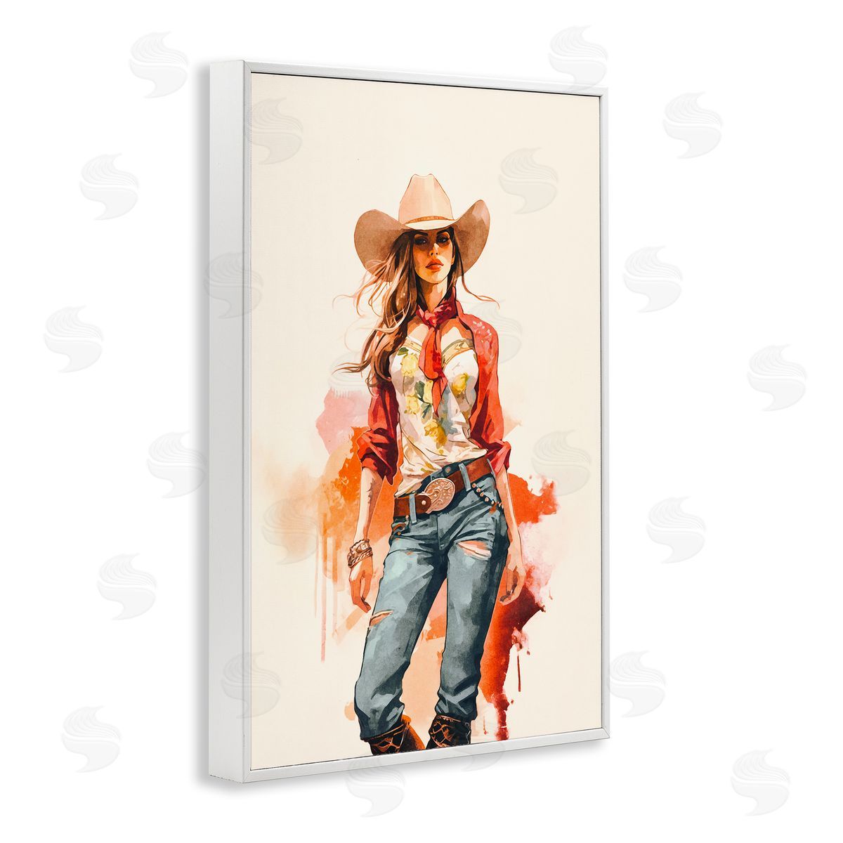 Andrea Haase Wild West Cowgirl Charm White Framed Giclee Wall Art Print