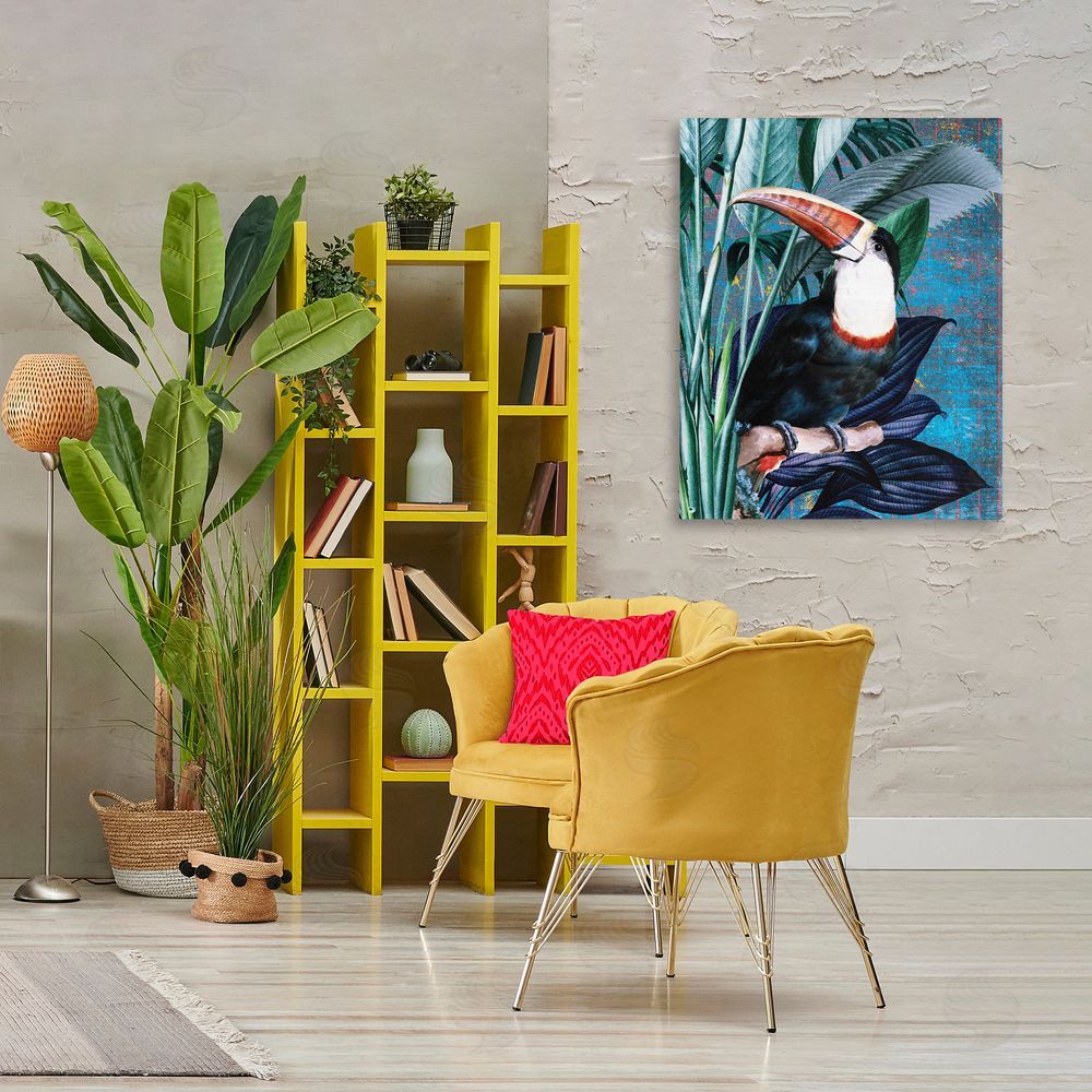 Karen Smith Smiling Toucan on Branch Canvas Wall Art Print in Room
