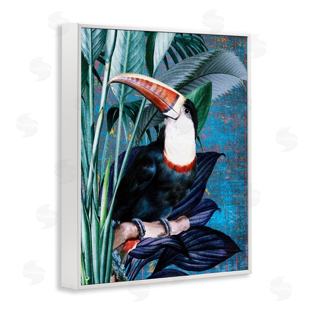 Karen Smith Smiling Toucan on Branch White Framed Giclee Wall Art Print