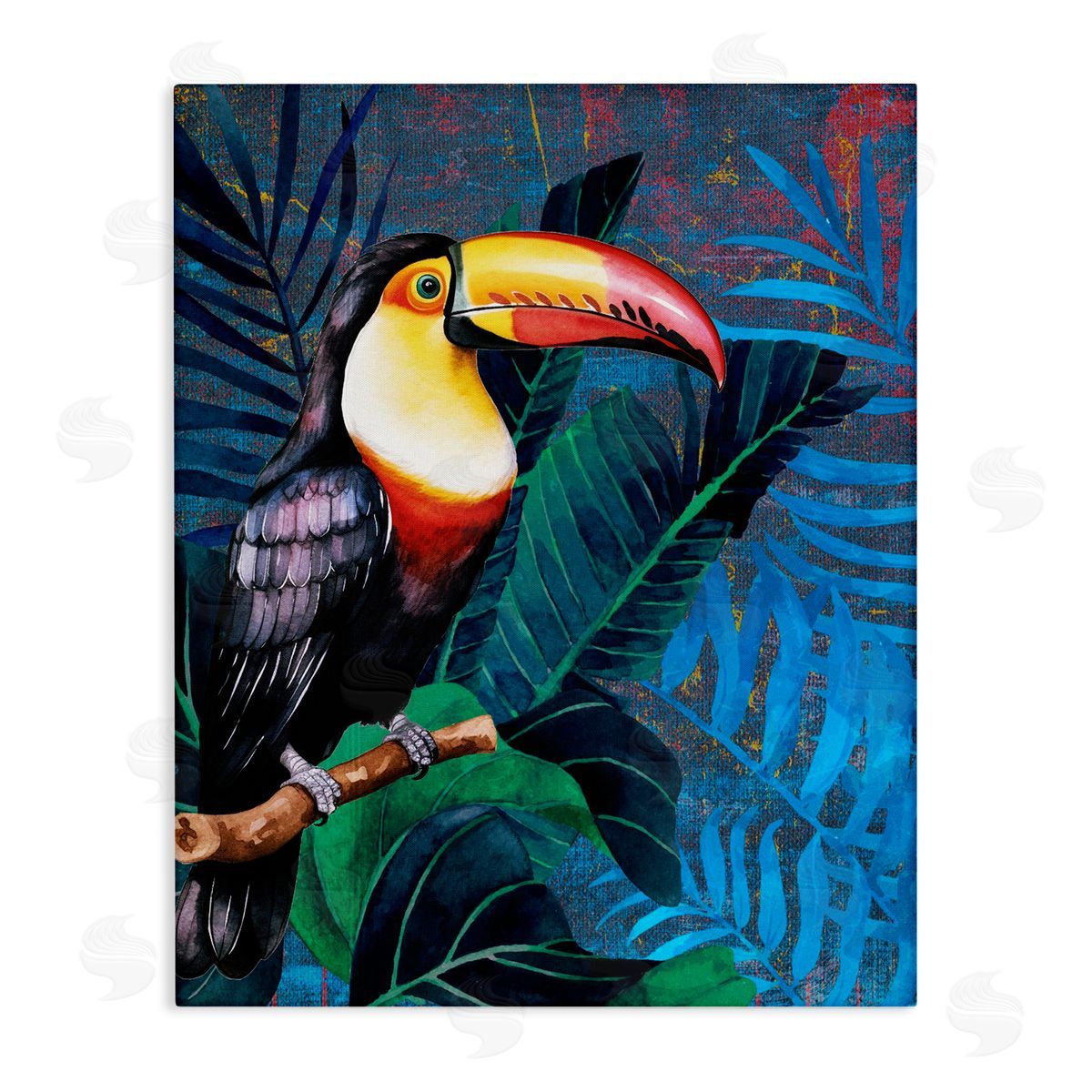 Karen Smith Bright Toucan Among Leaves Canvas Wall Art Print