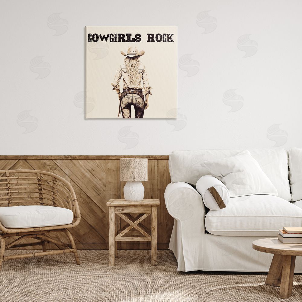 Karen Smith Cowgirls Rock Phrase Canvas Wall Art Print in Room