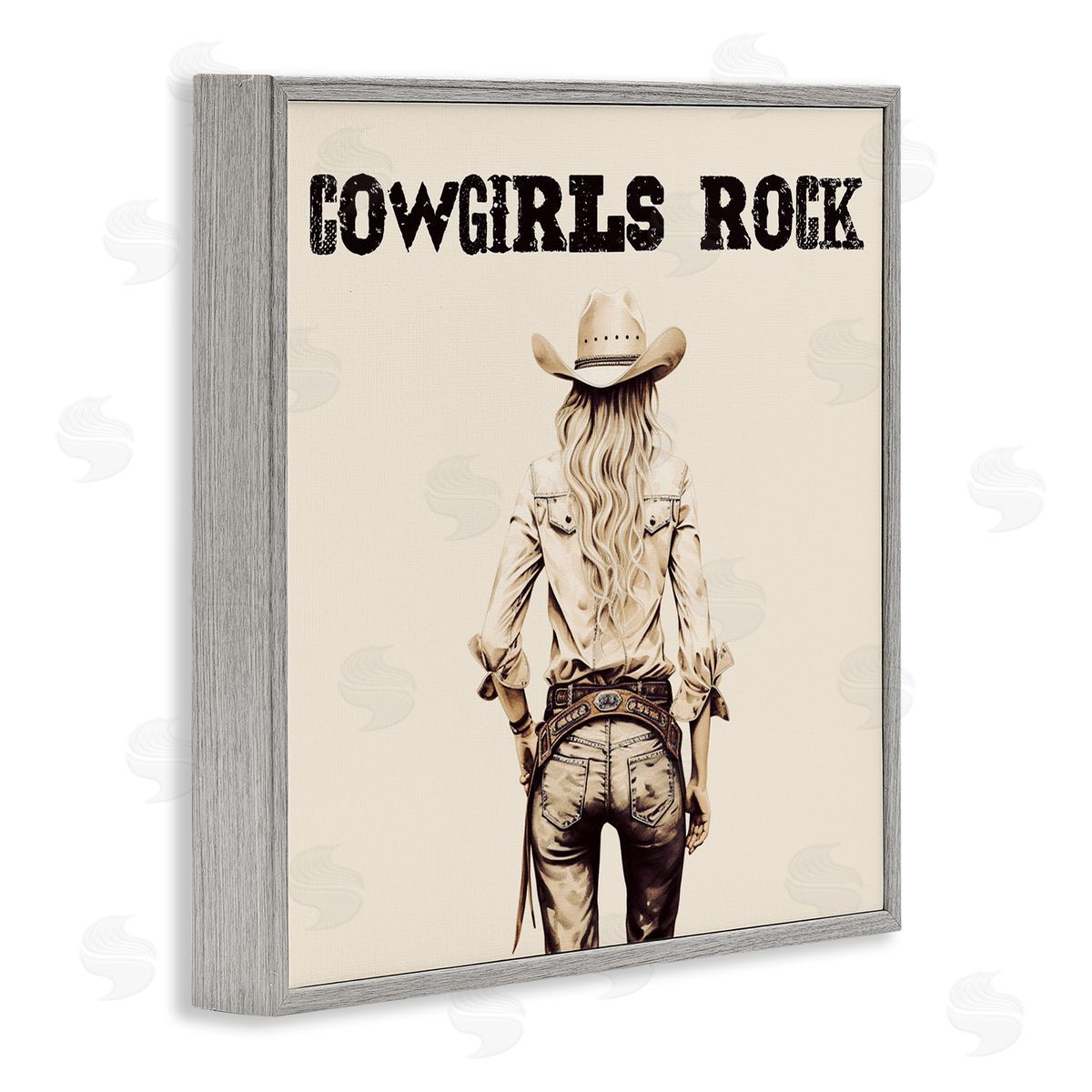 Karen Smith Cowgirls Rock Phrase Gray Framed Giclee Wall Art Print