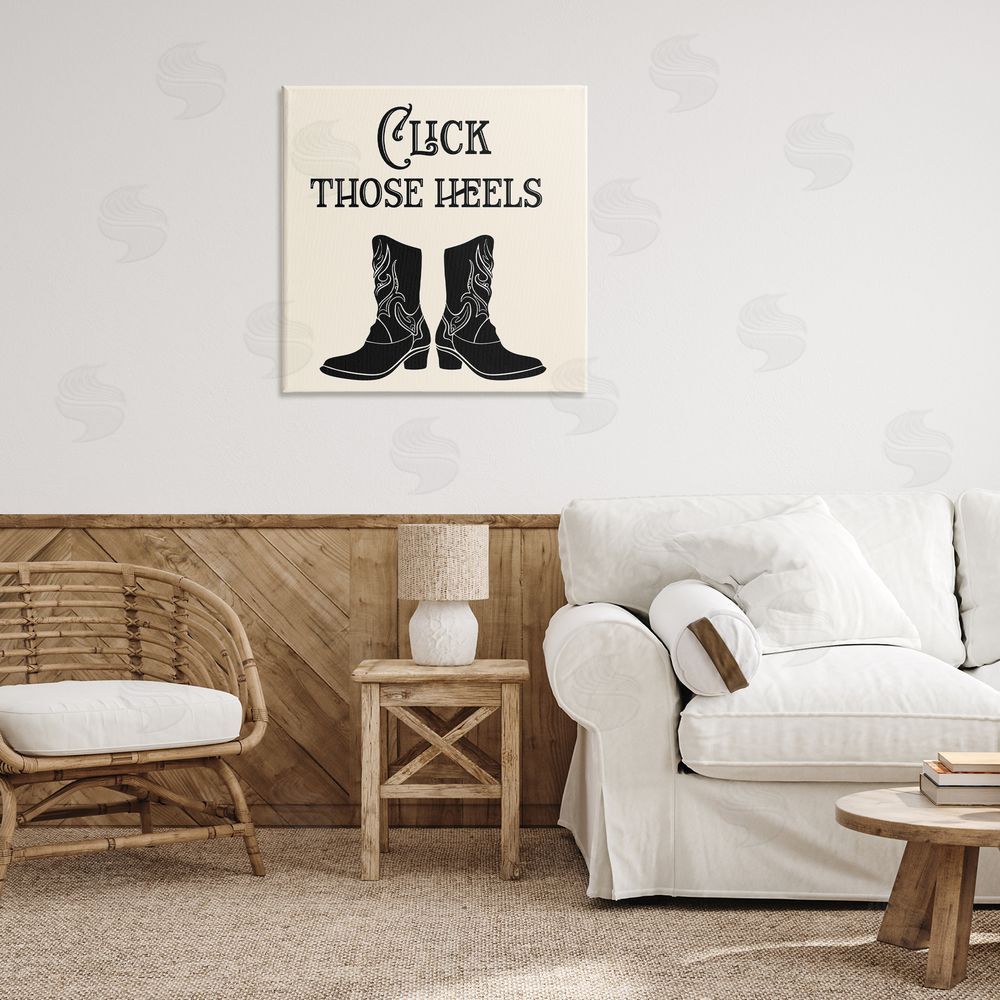 Karen Smith Click Those Heels Cowgirl Canvas Wall Art Print in Room