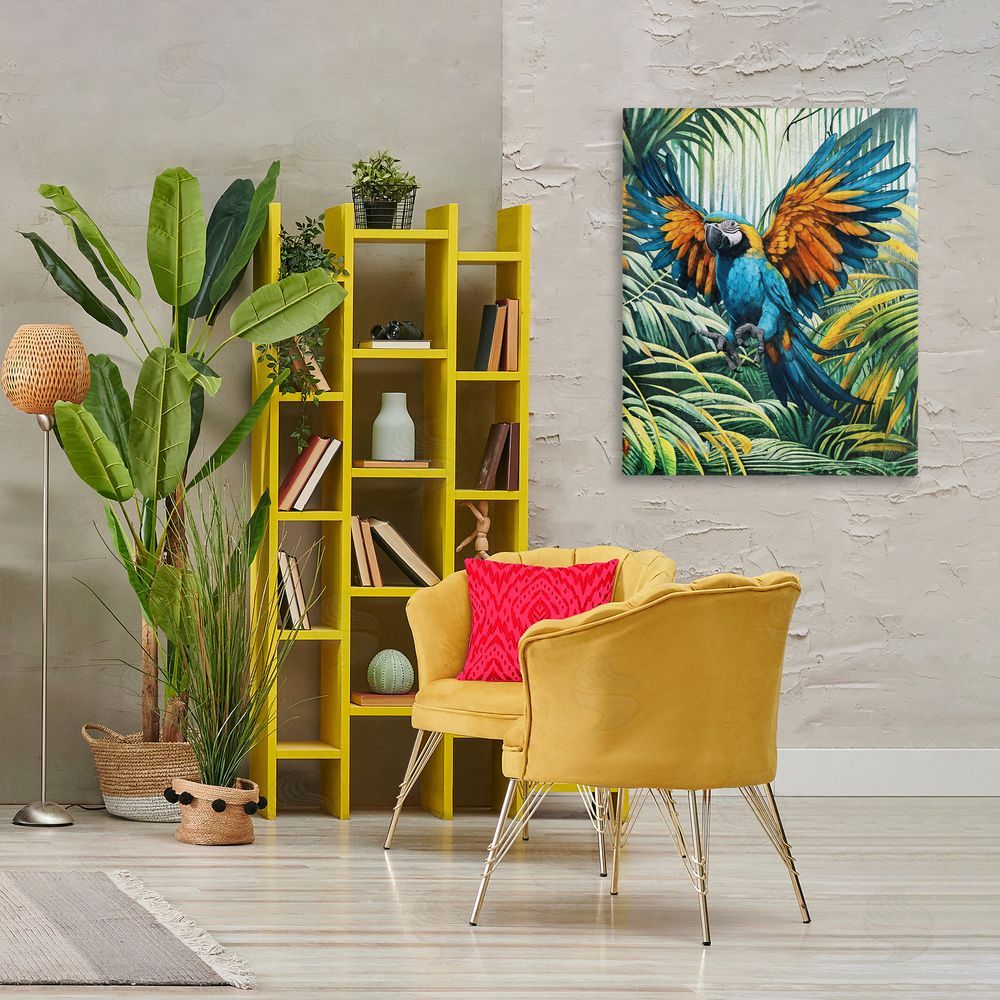 Karen Smith Parrot in Flight Canvas Wall Art Print in Room