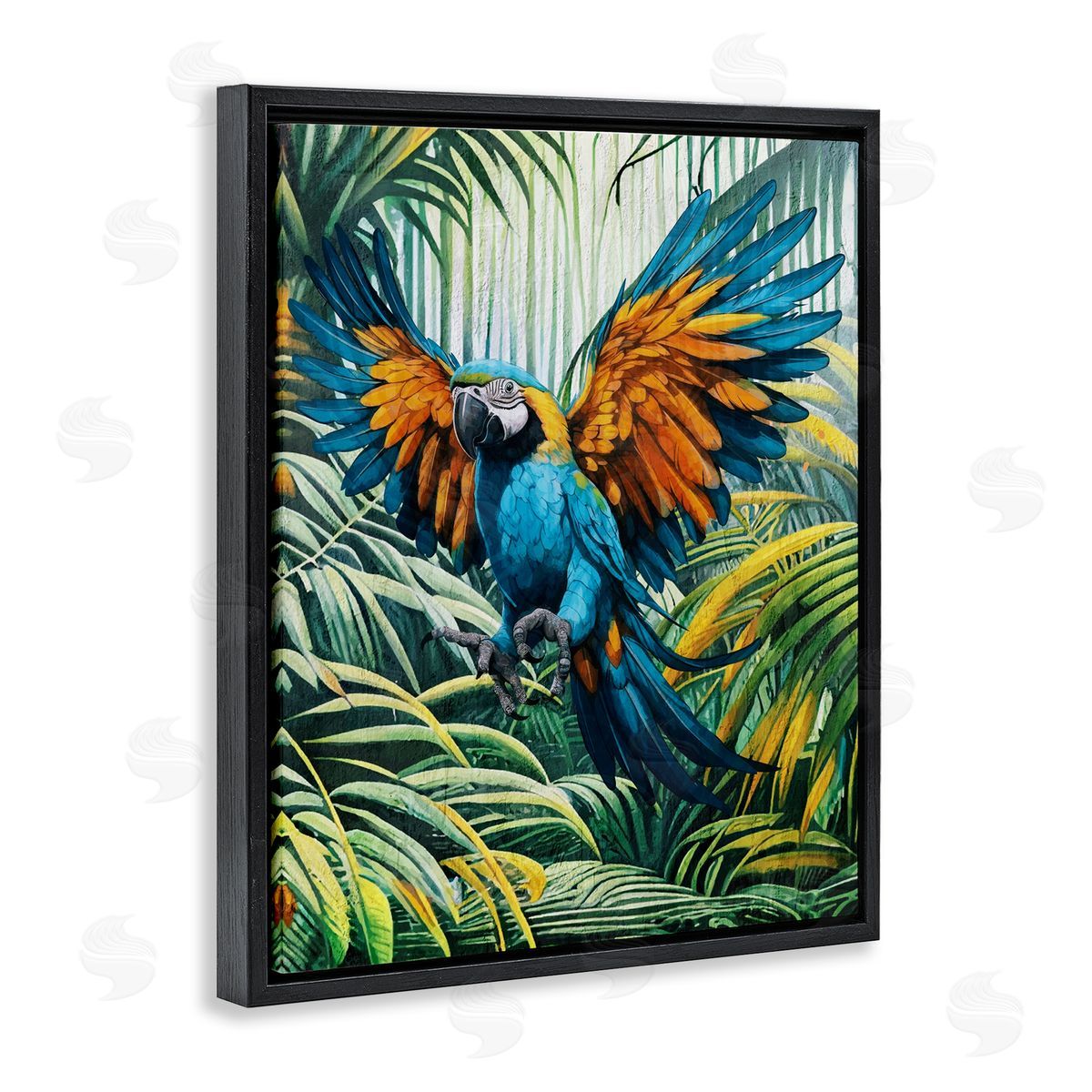 Karen Smith Parrot in Flight Black Floating Frame Canvas Wall Art Print