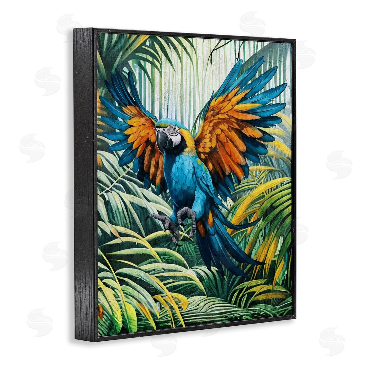 Karen Smith Parrot in Flight Black Framed Giclee Wall Art Print