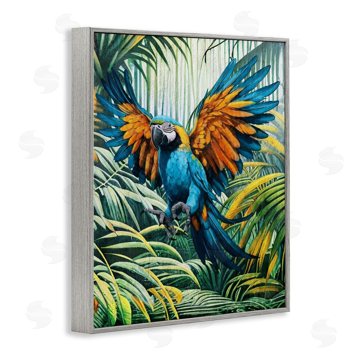 Karen Smith Parrot in Flight Gray Framed Giclee Wall Art Print