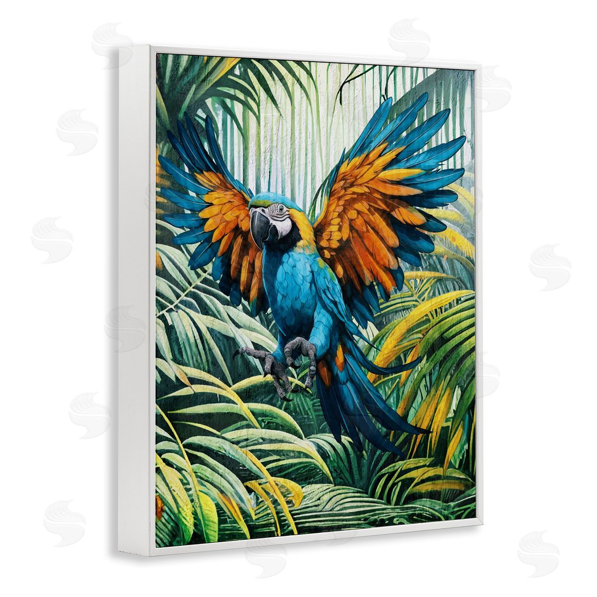 Karen Smith Parrot in Flight White Framed Giclee Wall Art Print
