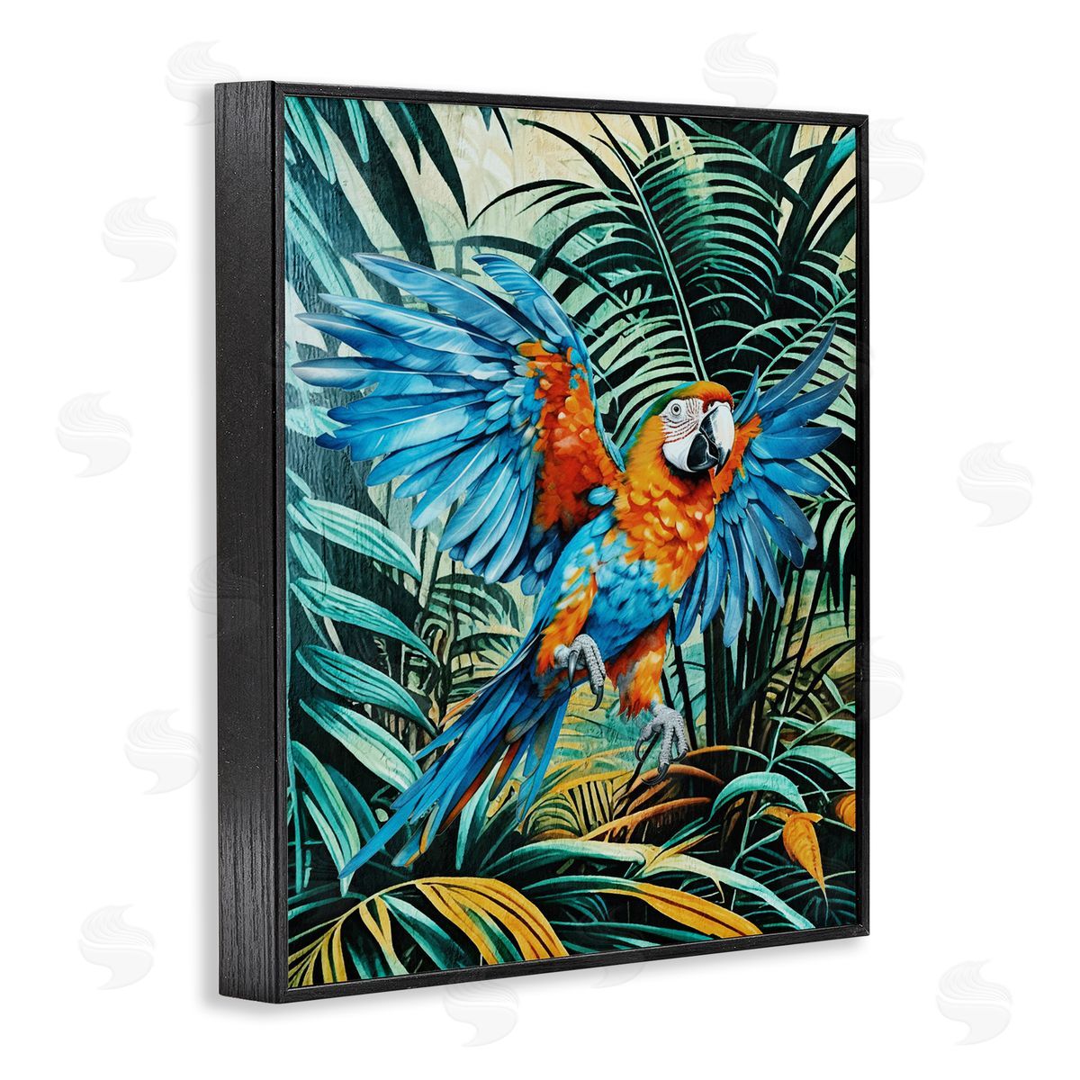 Karen Smith Macaw in Flight Black Framed Giclee Wall Art Print