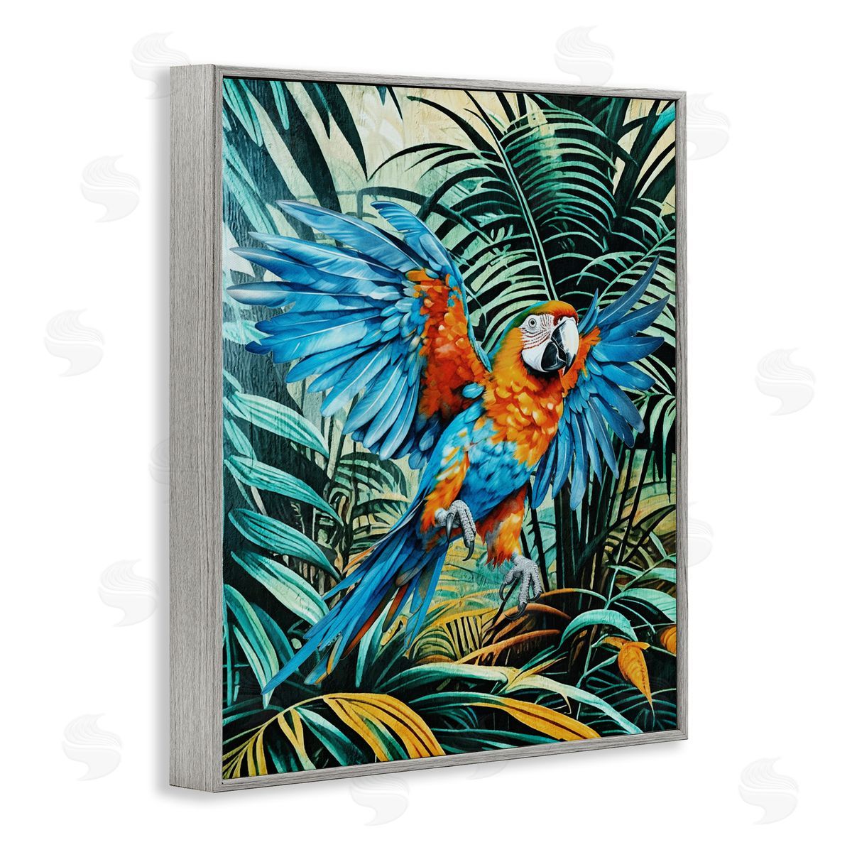Karen Smith Macaw in Flight Gray Framed Giclee Wall Art Print