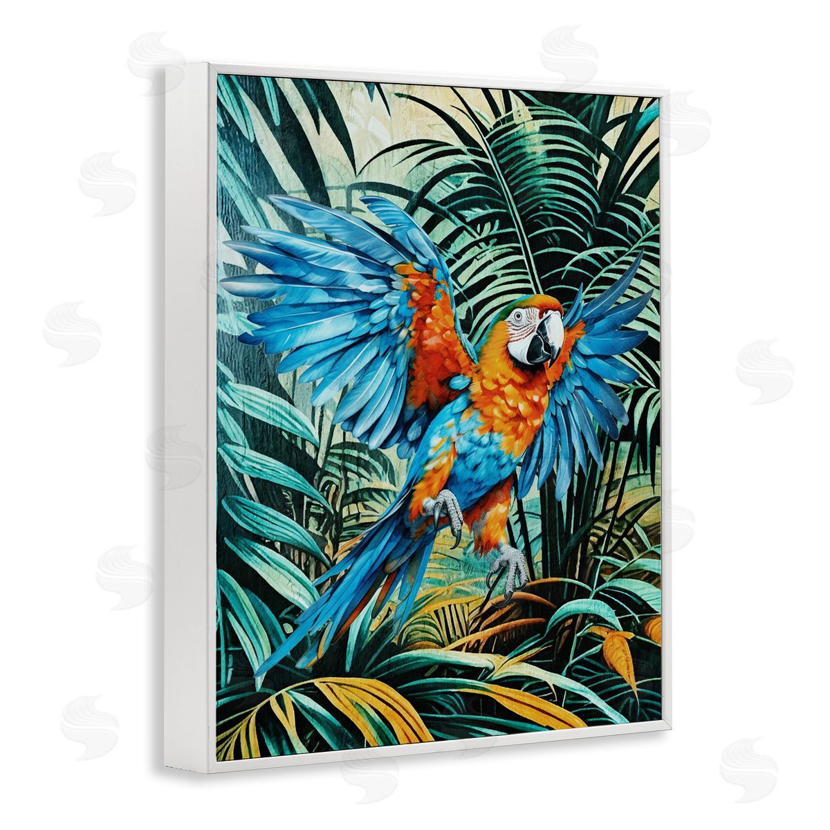 Karen Smith Macaw in Flight White Framed Giclee Wall Art Print
