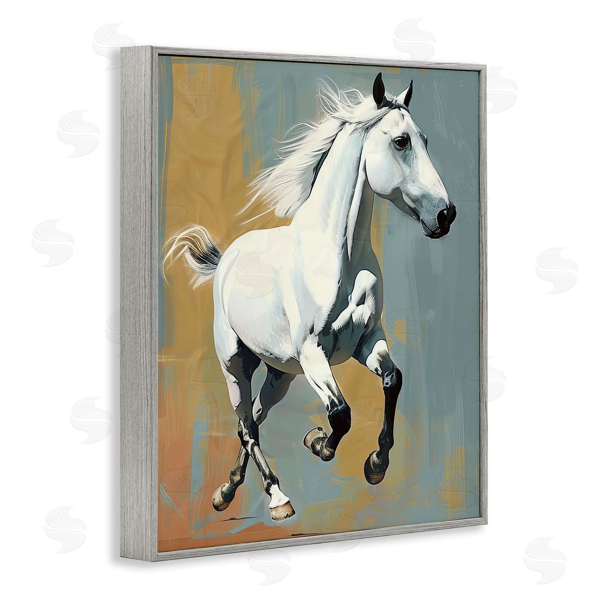 Lazar Studio Elegant Jumping Horse Gray Framed Giclee Wall Art Print