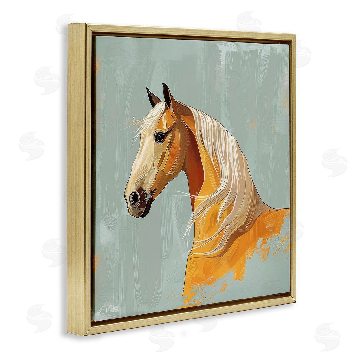 Lazar Studio Equine Elegance Portrait Gold Floating Frame Canvas Wall Art Print