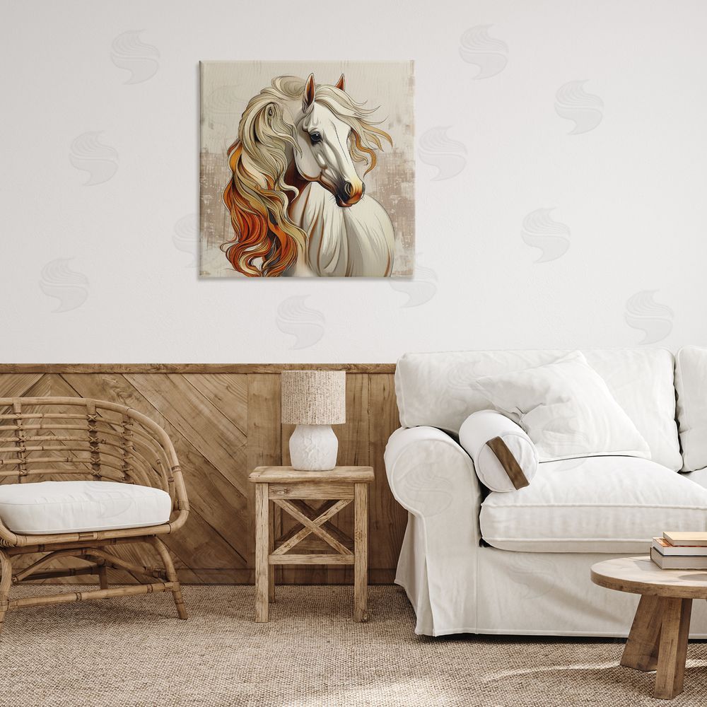 Lazar Studio Elegant Wavy Horse Mane Canvas Wall Art Print in Room