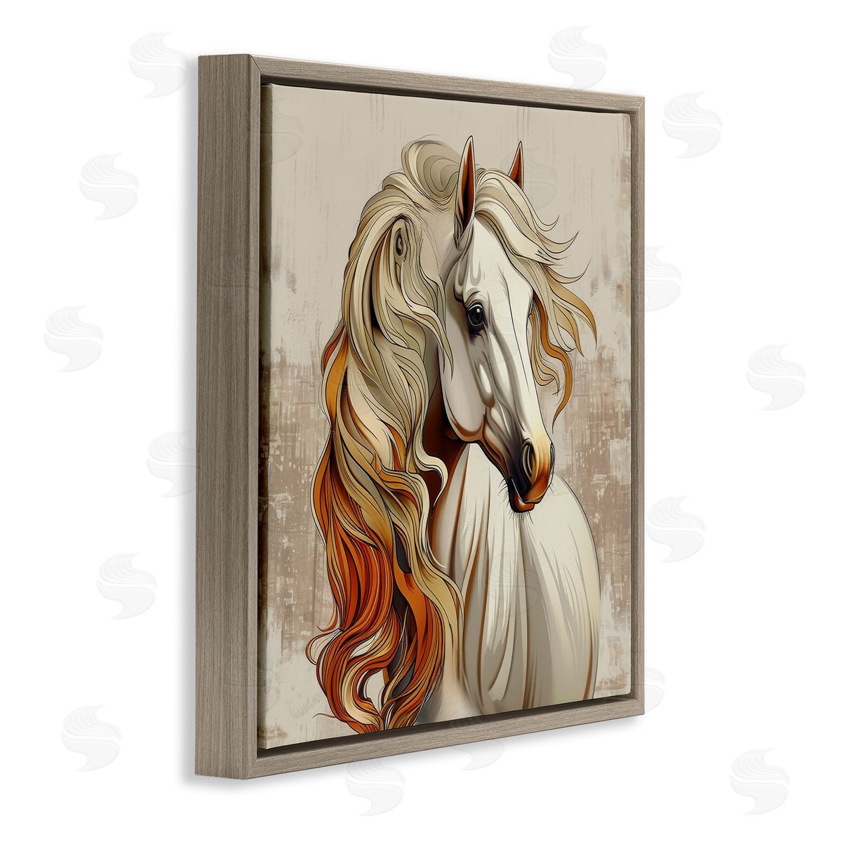 Lazar Studio Elegant Wavy Horse Mane Brown Floating Frame Canvas Wall Art Print