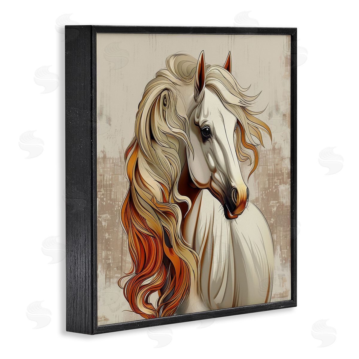 Lazar Studio Elegant Wavy Horse Mane Black Framed Giclee Wall Art Print