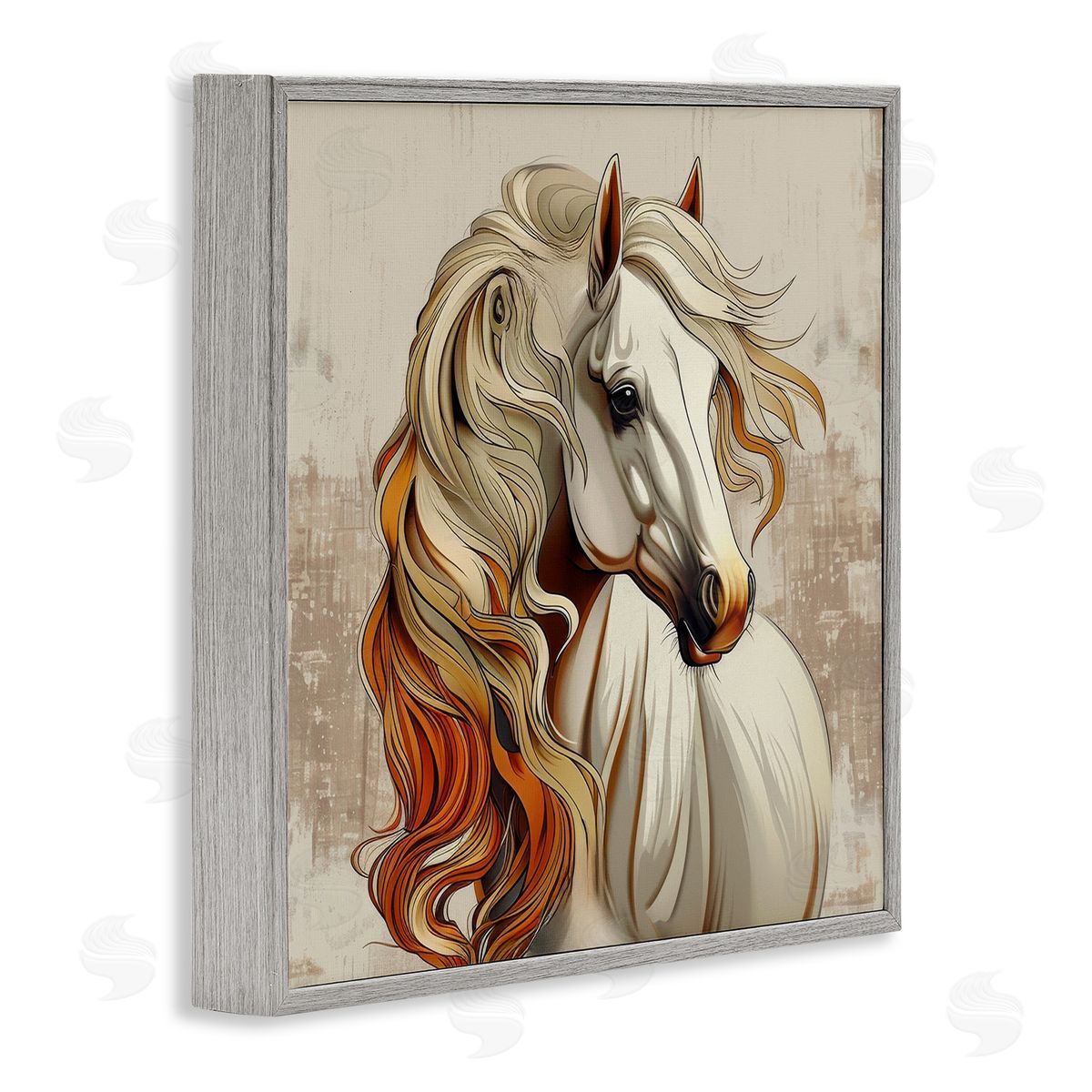 Lazar Studio Elegant Wavy Horse Mane Gray Framed Giclee Wall Art Print
