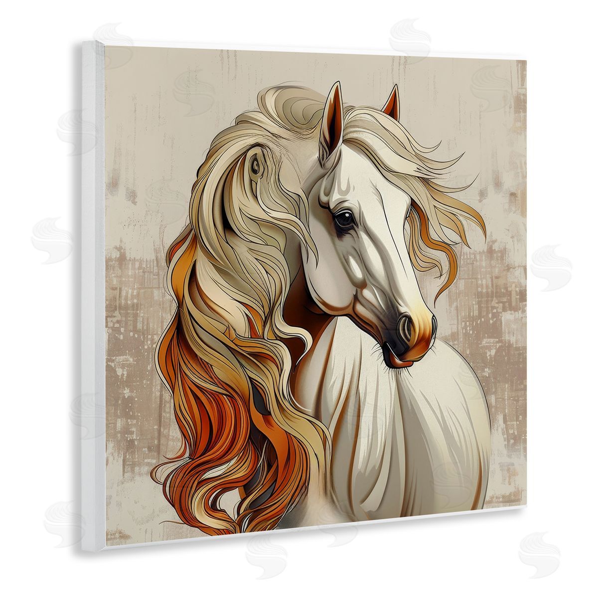 Lazar Studio Elegant Wavy Horse Mane Wooden Wall Plaque Art Print
