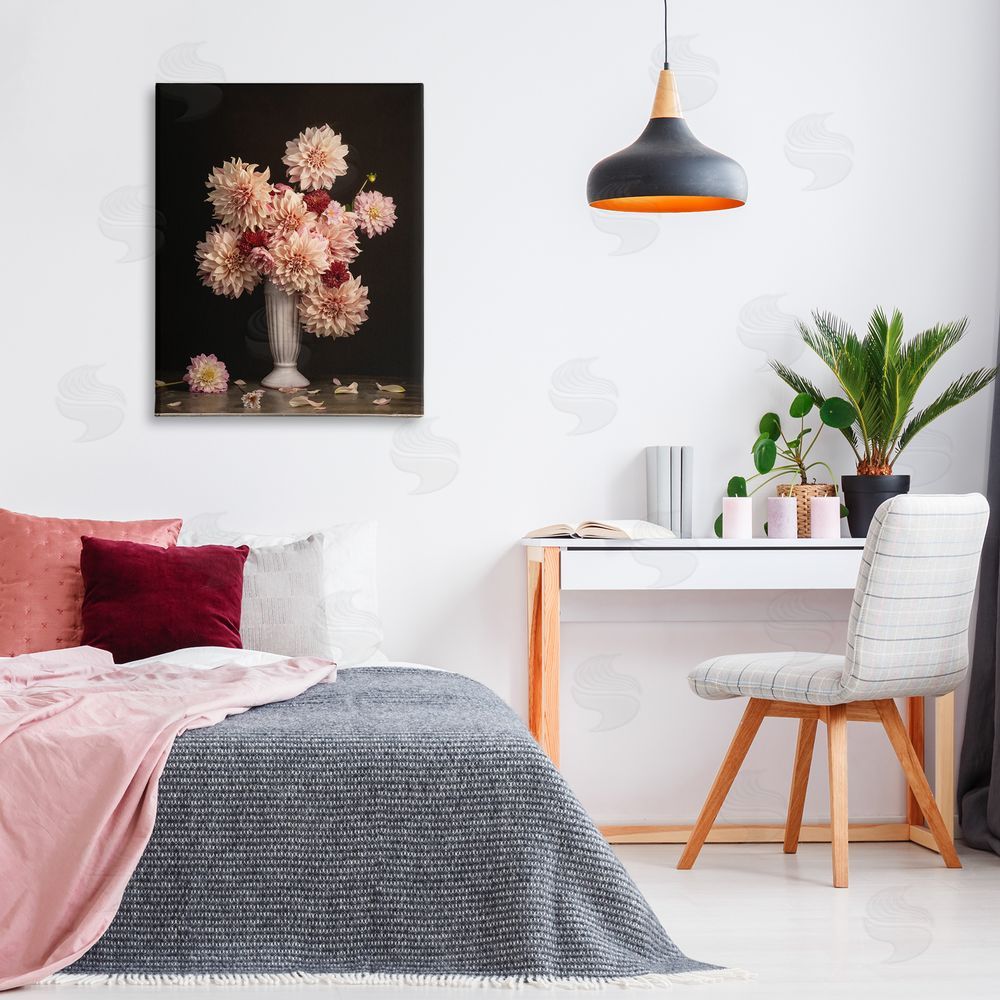 Leah McLean Dahlia Magic Bouquet Canvas Wall Art Print in Room