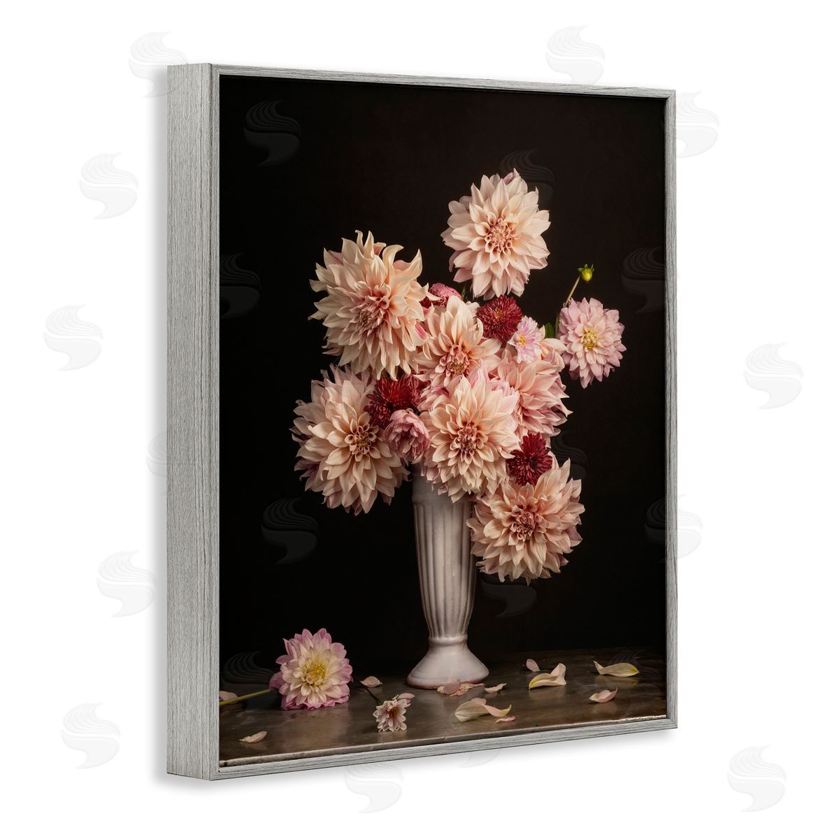 Leah McLean Dahlia Magic Bouquet Gray Framed Giclee Wall Art Print