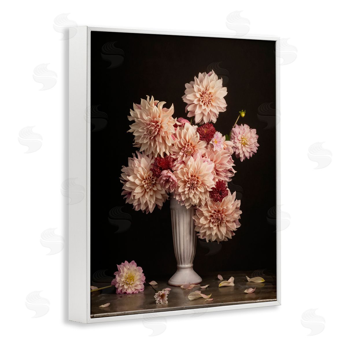 Leah McLean Dahlia Magic Bouquet White Framed Giclee Wall Art Print