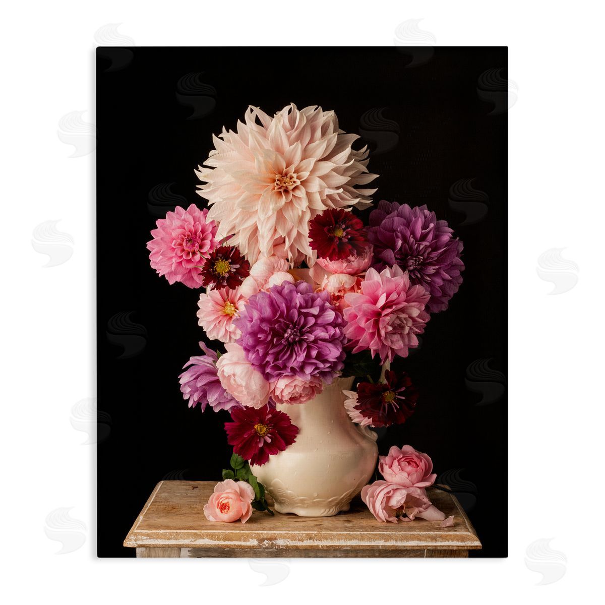 Leah McLean Full Dahlias Bouquet Canvas Wall Art Print