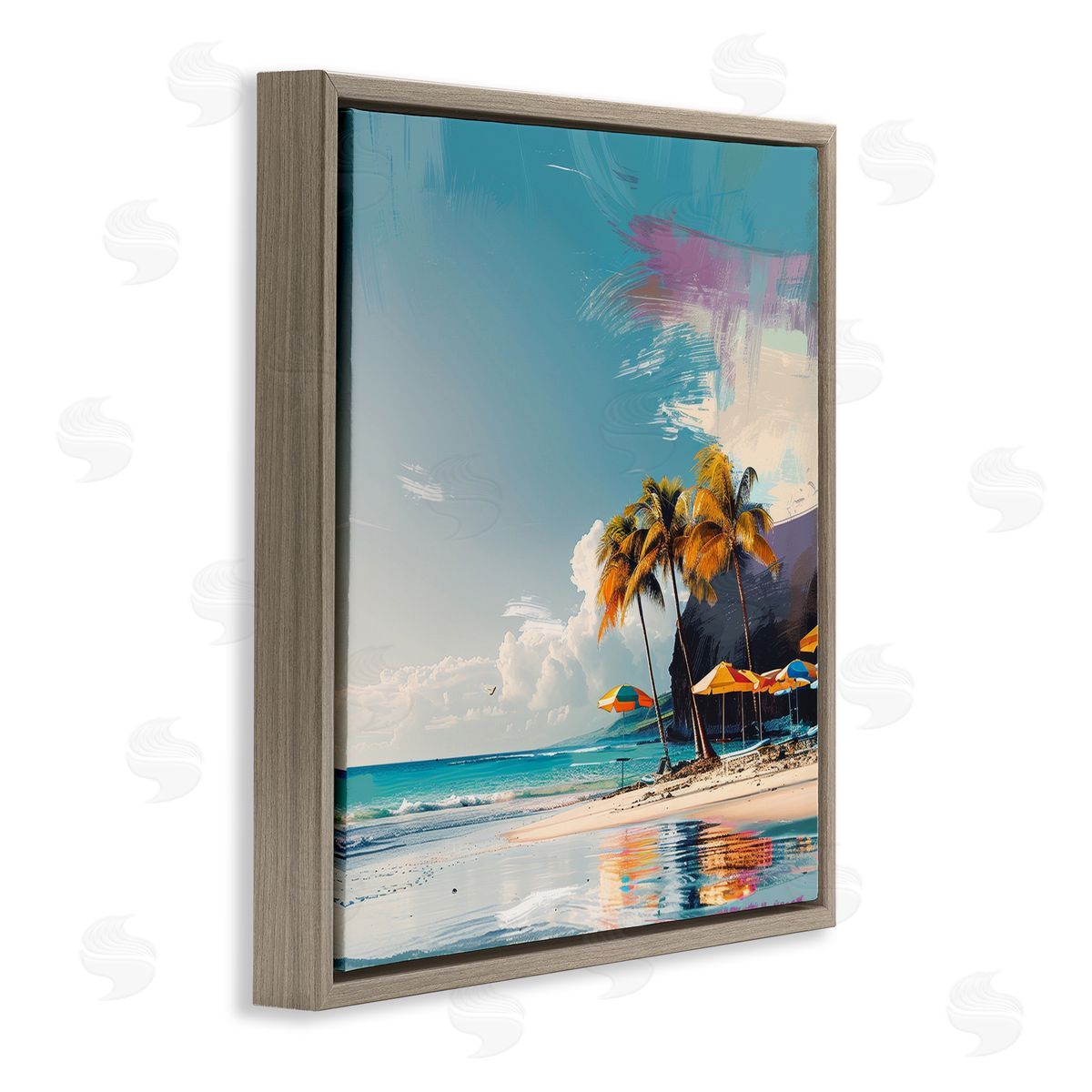 Irena Orlov Contemporary Shoreline Bliss Brown Floating Frame Canvas Wall Art Print