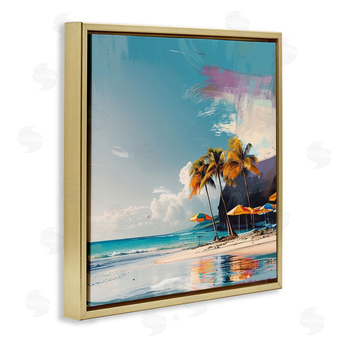 Irena Orlov Contemporary Shoreline Bliss Gold Floating Frame Canvas Wall Art Print