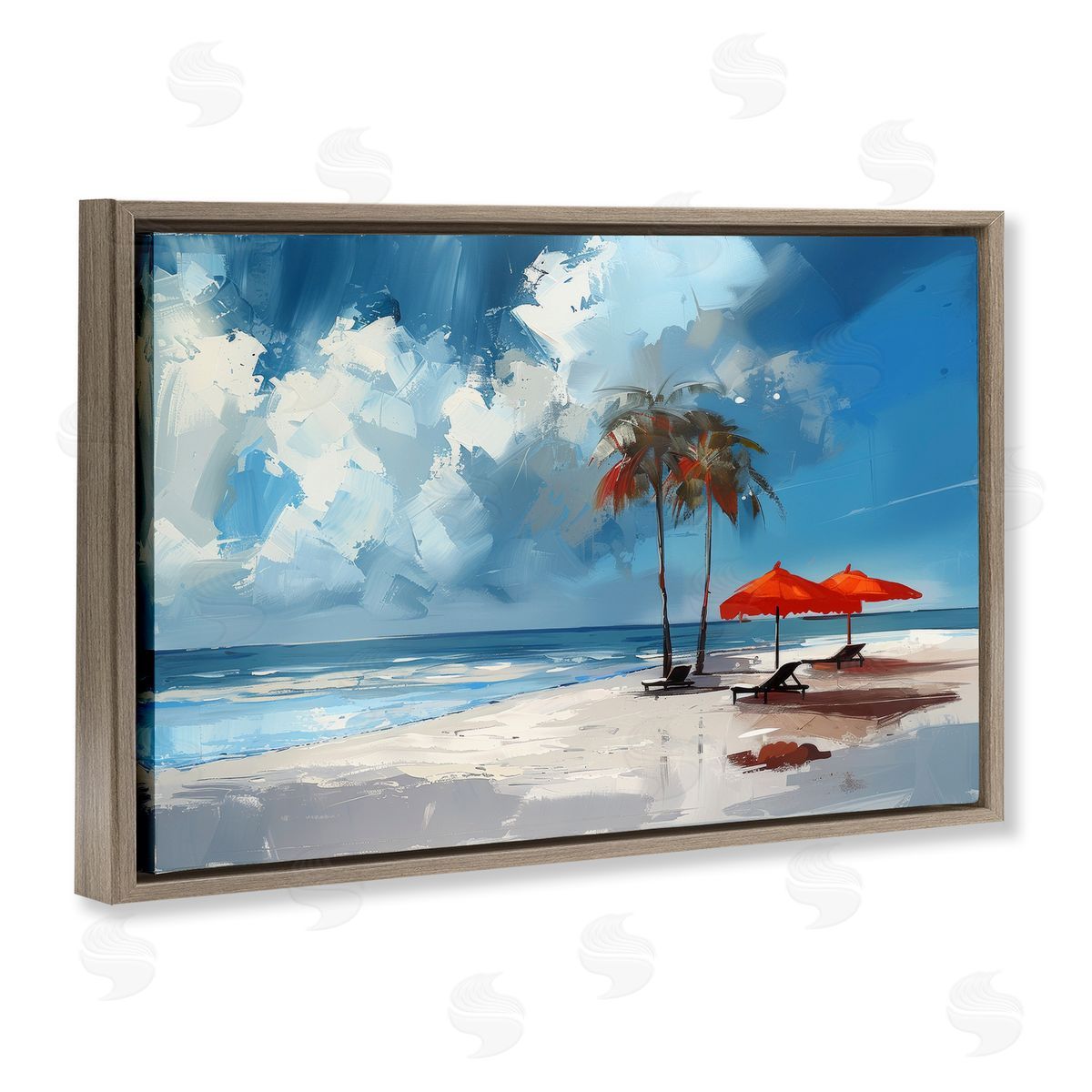 Irena Orlov Sunny Seaside Palette Brown Floating Frame Canvas Wall Art Print