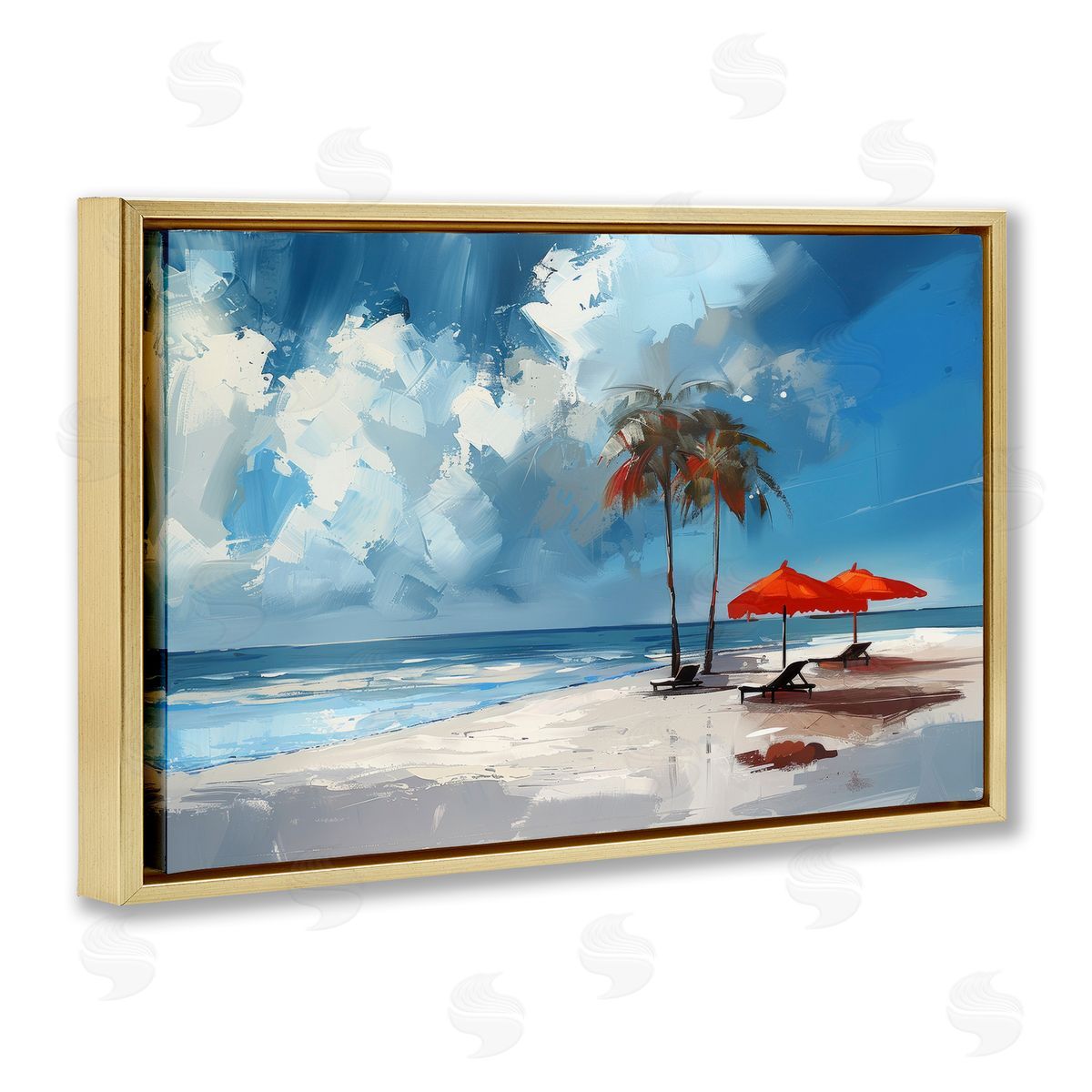 Irena Orlov Sunny Seaside Palette Gold Floating Frame Canvas Wall Art Print