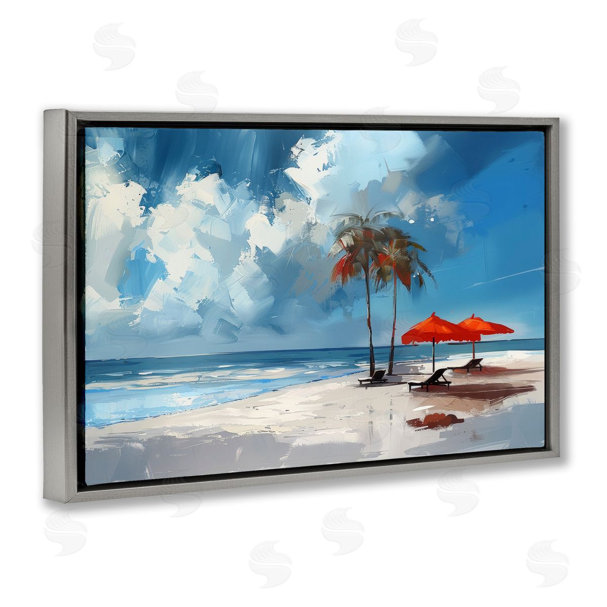 Irena Orlov Sunny Seaside Palette Gray Floating Frame Canvas Wall Art Print