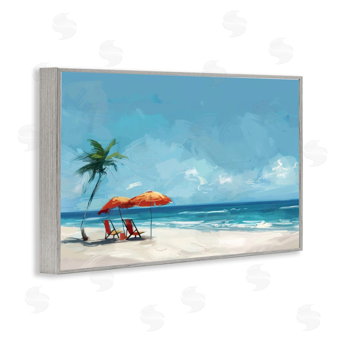 Irena Orlov Beach Chair Symphony Gray Framed Giclee Wall Art Print