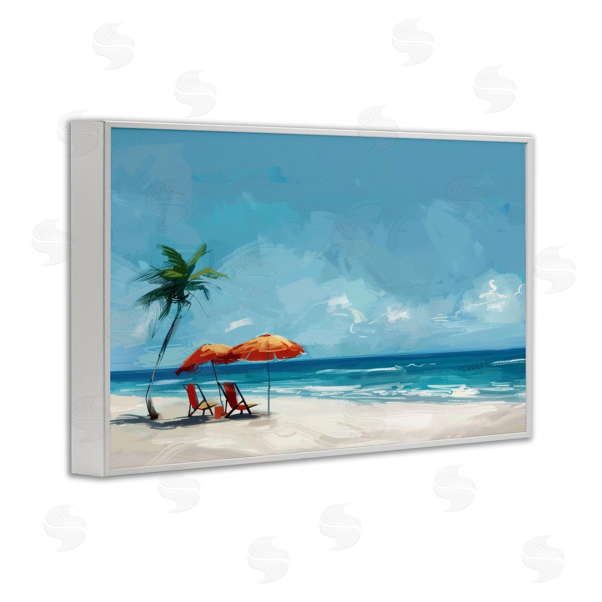 Irena Orlov Beach Chair Symphony White Framed Giclee Wall Art Print