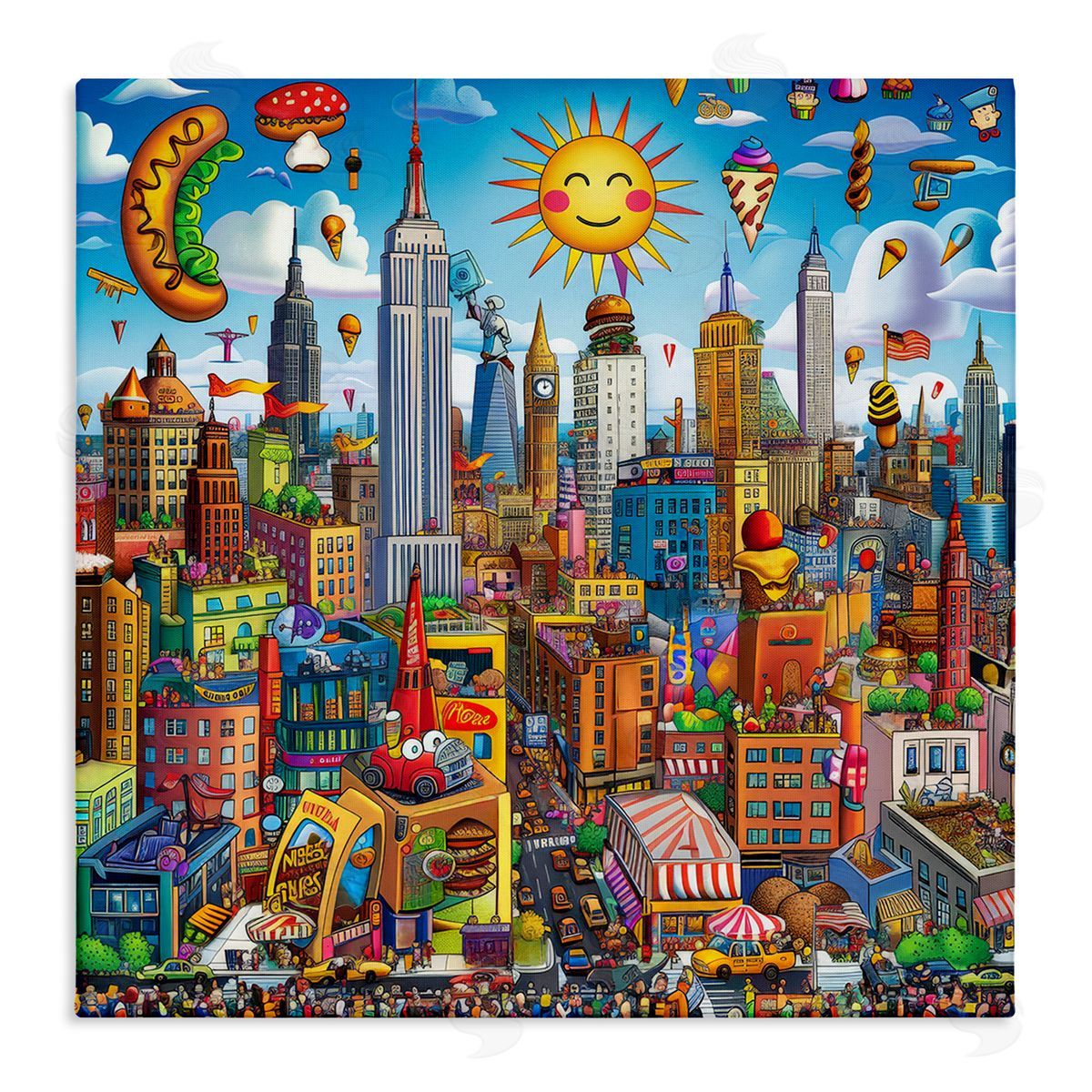 Ray Powers Fun Zany Cityscape Canvas Wall Art Print