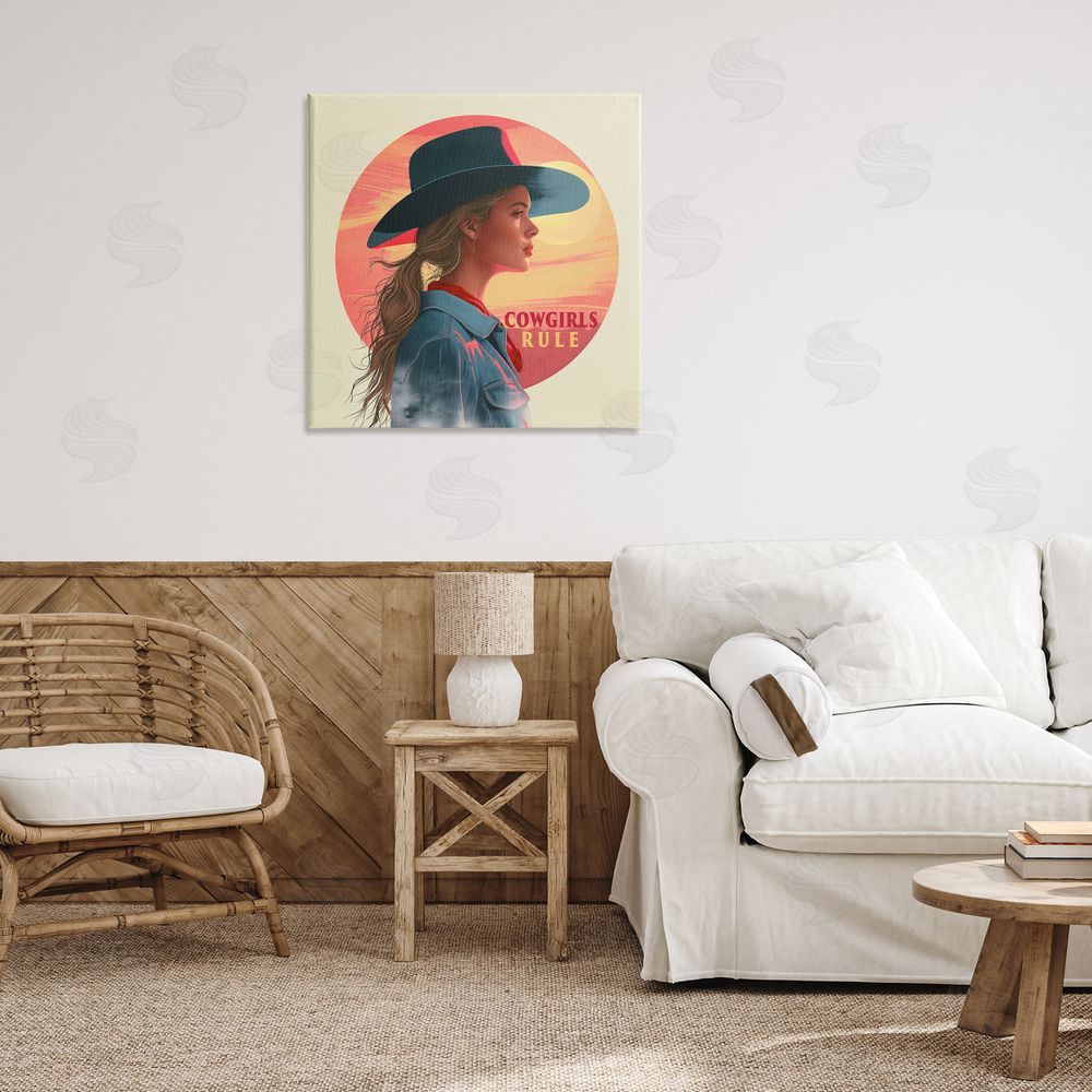 Steve Hunziker Cowgirls Rule Portrait Canvas Wall Art Print in Room