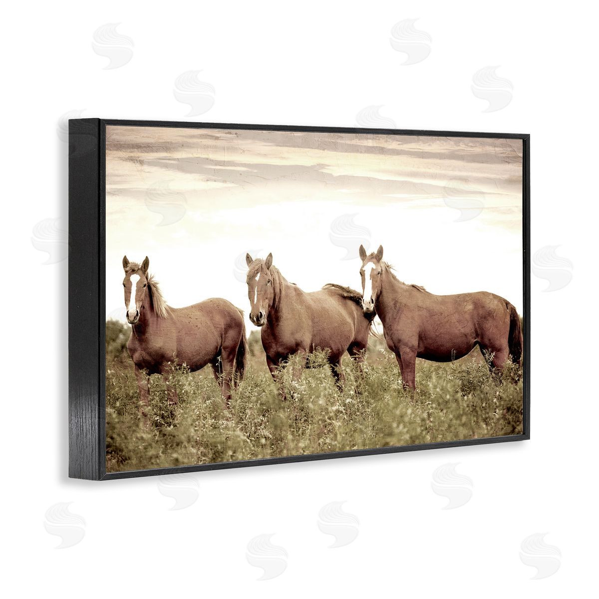 Kim Allen Horse Trio Gaze Black Framed Giclee Wall Art Print