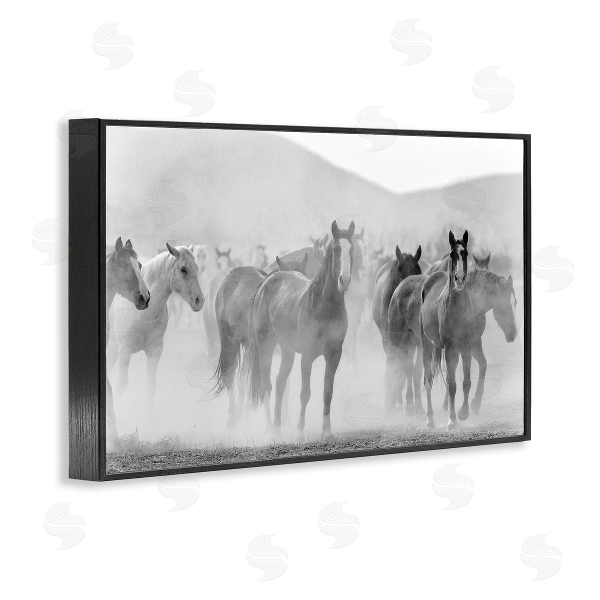 Kim Allen Running Horse Herd Black Framed Giclee Wall Art Print