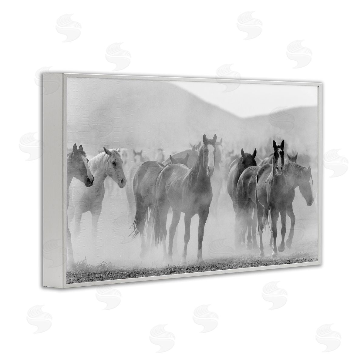 Kim Allen Running Horse Herd White Framed Giclee Wall Art Print
