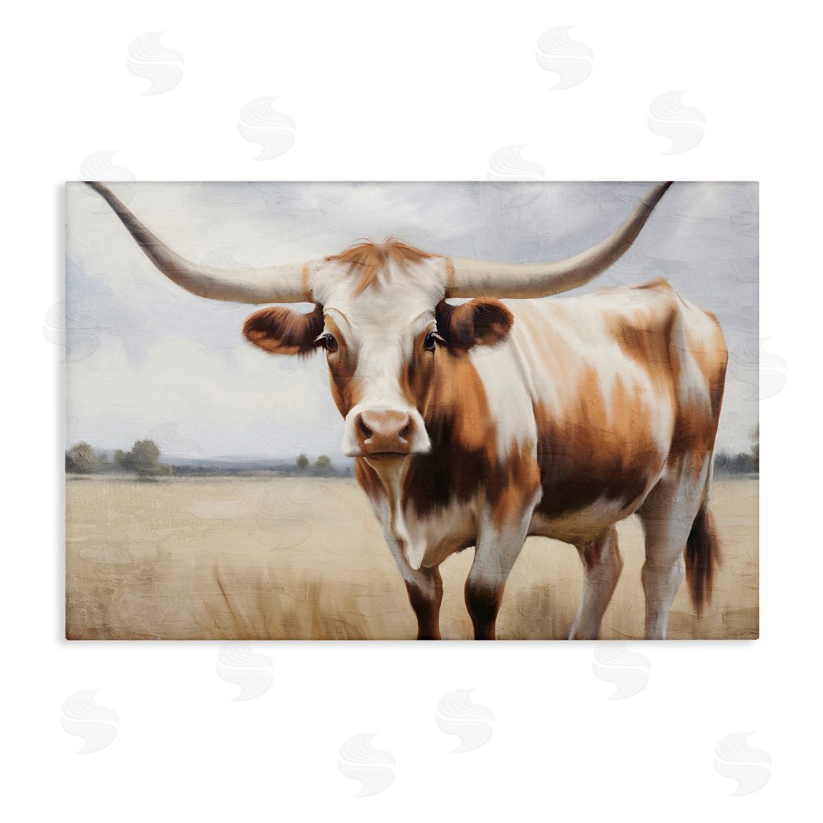 Kim Allen Spotted Brown Longhorn Canvas Wall Art Print